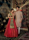 AJD 7888 Designer Wedding Wear Couple Lehenga With Kurta Catalog